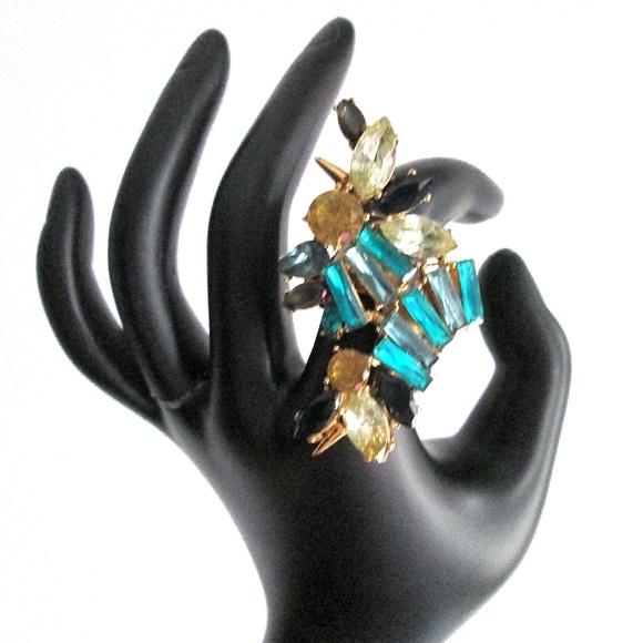 💍🦚 ERICKSON BEAMON ROCKS Cocktail Ring Size 7 - Picture 2 of 15
